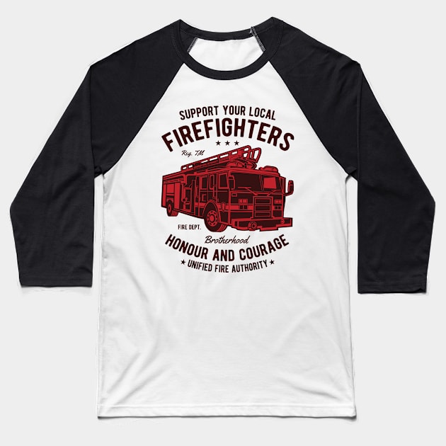 Fire Fighter Truck Baseball T-Shirt by PaunLiviu